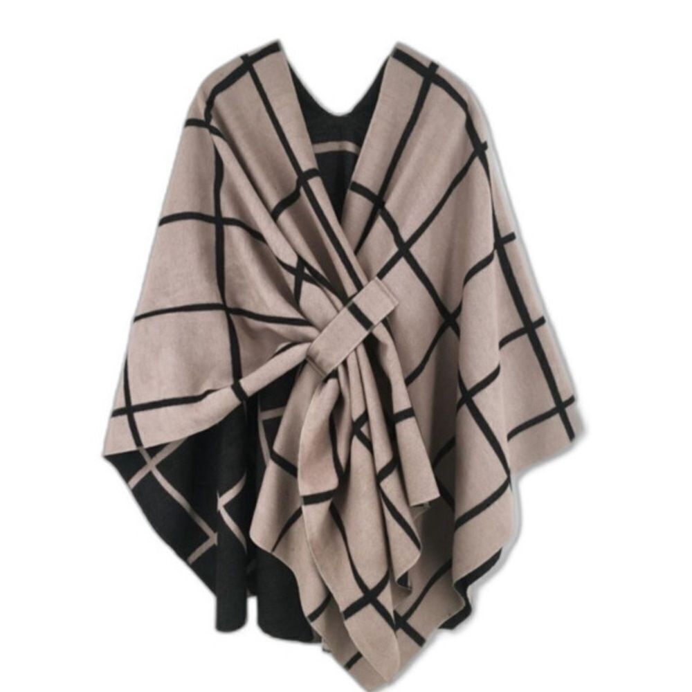 Moss Rose Reversible Wrap Poncho Ruana Cape Open Front Cardigan Shawl NWOT